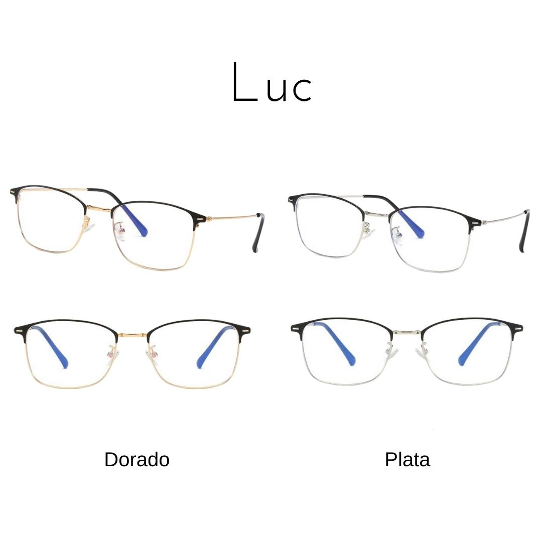 Luc - Lentes anti luz azul para hombre, con filtro azul para computadora - Virago Lentes.